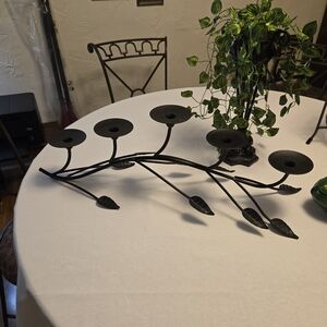 Black Metal Leaf Candle Holder